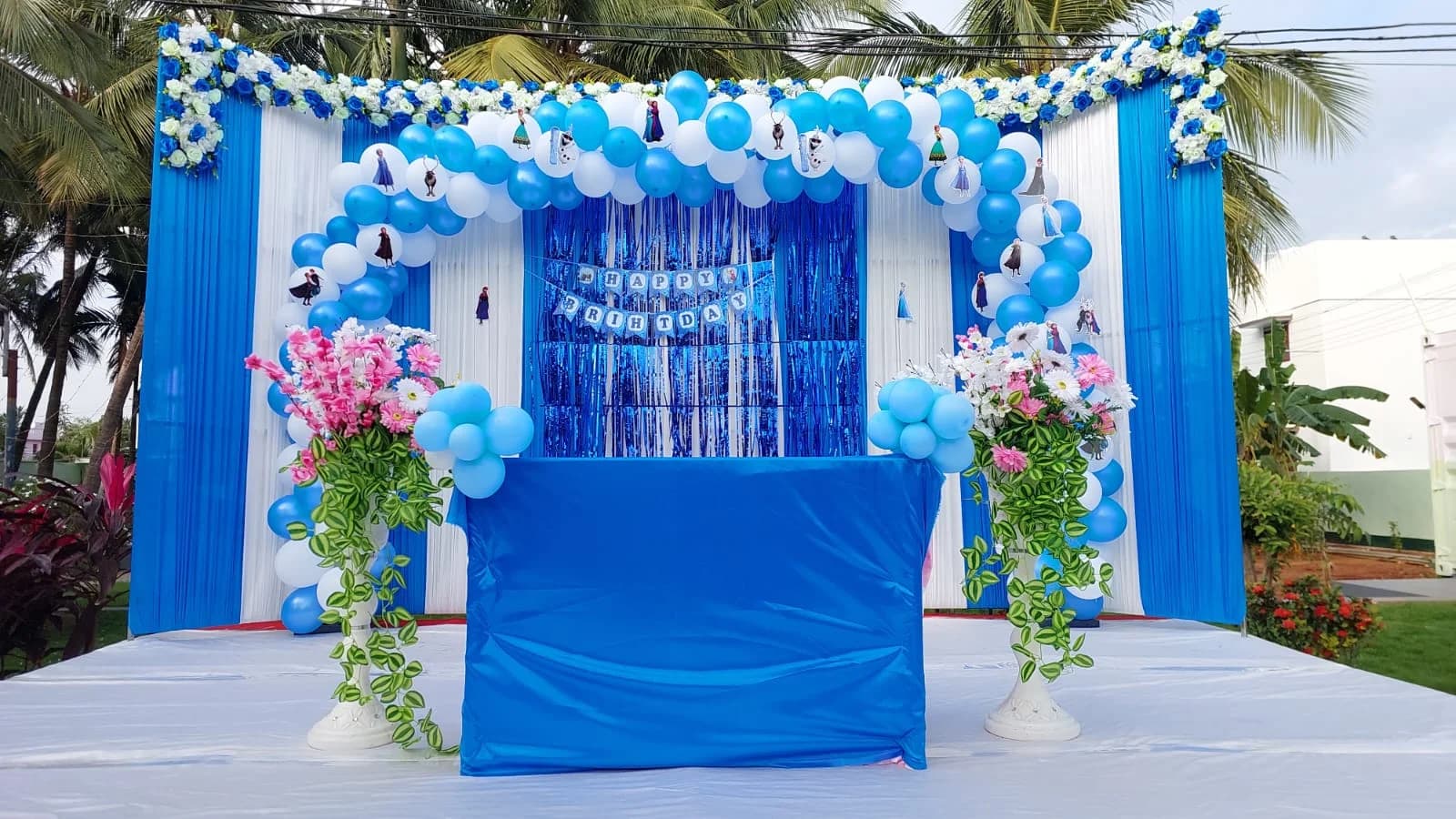 Birthday stage decoration in vallioor
