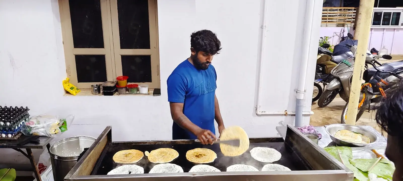 Live dosa and tiffin preparation counter by catering chef