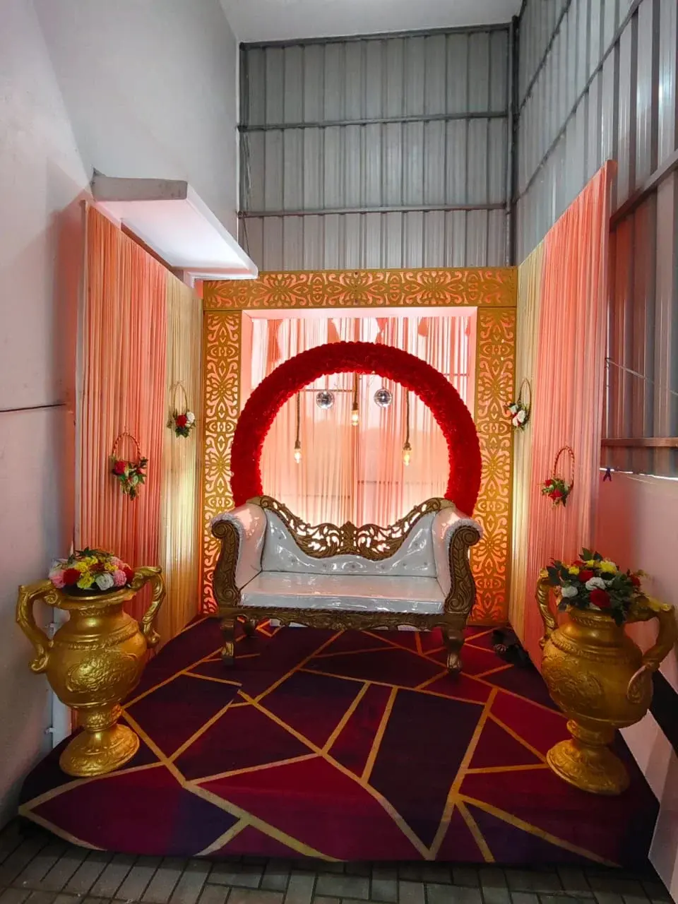 simple stage decoration for age attend function